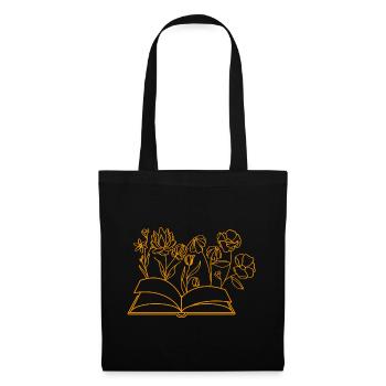 Book with flowers, reading, hobby, bookworm, flowers - Tote Bag - black - Front