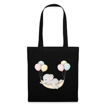 cute baby elephant in hammock - Tote Bag - black - Front