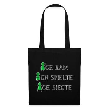 Grün gewinnt immer Brettspieler Glücksshirt - Stoffbeutel - Schwarz - Vorne