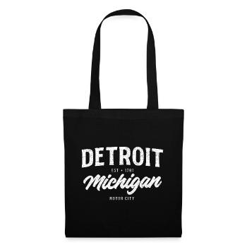 Detroit Motor City Vintage Script - Stoffbeutel - Schwarz - Vorne