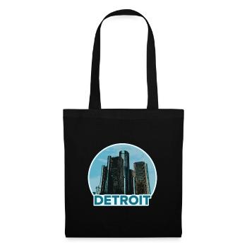 Detroit Stadtskyline Abzeichen - Stoffbeutel - Schwarz - Vorne