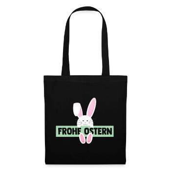 Osterhase Hase Ostern - Stoffbeutel - Schwarz - Vorne