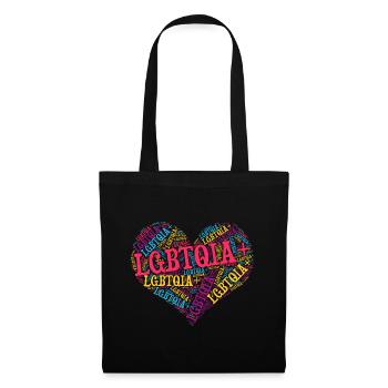LGBTQIA+ Heart Word Cloud Lgbt Gay Pride T-Shirt - Sac en tissu - noir - Devant