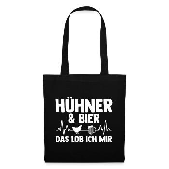 Huhn Landwirt Bauernhof Bier Hühner - Stoffbeutel - Schwarz - Vorne