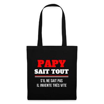 grand-père, papy, super papy - Sac en tissu - noir - Devant