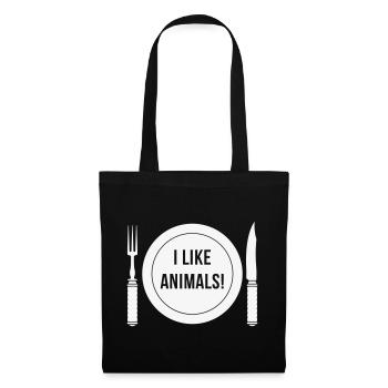 I Like Animals! (Fork / Knife / Plate / White) - Tote Bag - black - Front