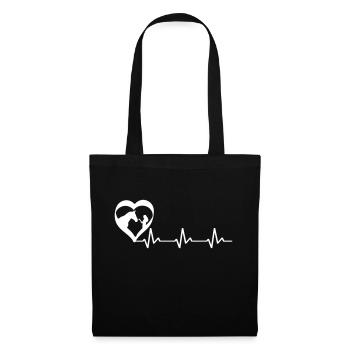 Pferdemädchen Silhouette im Herz Heartbeat weiß - Stoffbeutel - Schwarz - Vorne