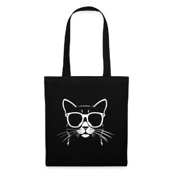 Lustige Katze mit Sonnenbrille Kätzchen Sonnenbrille Katzen - Stoffbeutel - Schwarz - Vorne