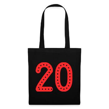 20. 20 ANS. 20e ANNIVERSAIRE. ANNIVERSAIRE 20 ANS. - Sac en tissu - noir - Devant