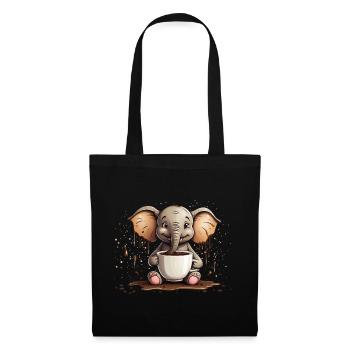 KAFFEETASSE ELEFANT KAFFEE - Stoffbeutel - Schwarz - Vorne