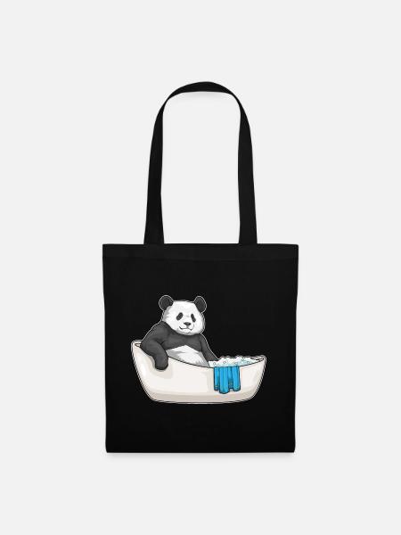 Panda Baden Badewanne - Stoffbeutel - Schwarz