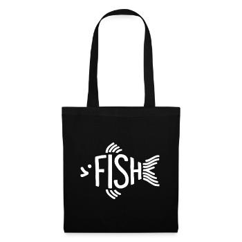 Os de poisson, squelette, pêche à chevrons - Sac en tissu - noir - Devant