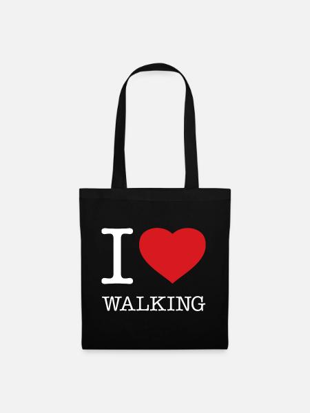 I LOVE WALKING - Stoffbeutel - Schwarz