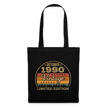 Jahrgang Oktober 1990 Geburtstagsgeschenk - 1990 - Stoffbeutel - Schwarz - Vorne