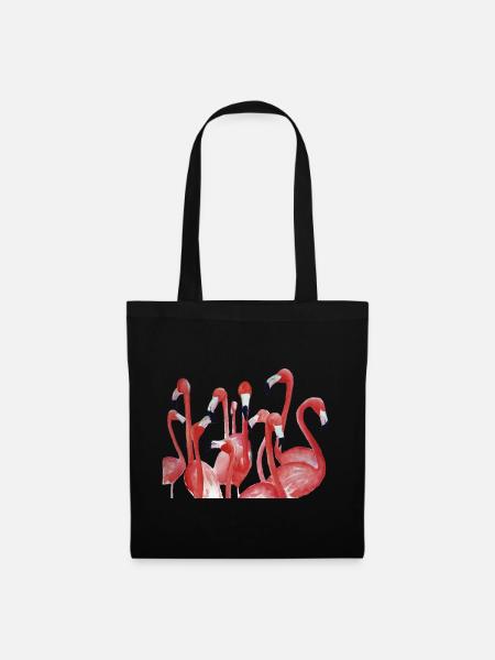 Lebendiges Flamingo-Aquarell-Ensemble - Stoffbeutel - Schwarz
