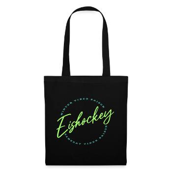 Eishockey Fans Pucks Helm Spruch Neon Hockey Fun - Stoffbeutel - Schwarz - Vorne