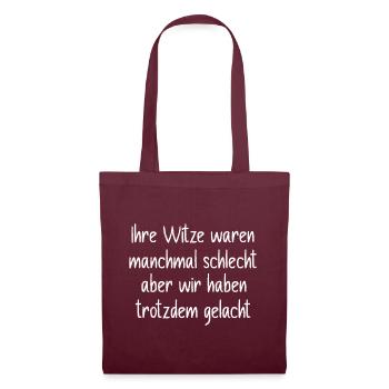 Abschiedsgeschenk Lehrer Witze Spruch - Stoffbeutel - Burgunderrot - Vorne