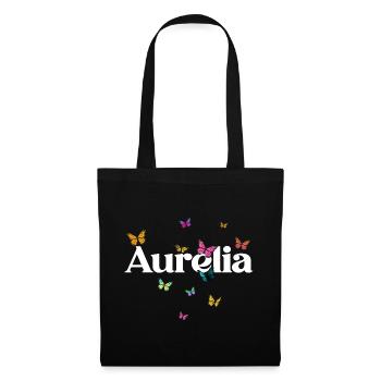 Beau prénom de fille avec des papillons AURELIA - Sac en tissu - noir - Devant
