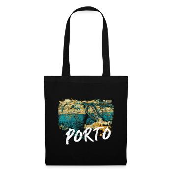Pont D. Luis Porto illustration colorée Douro - Sac en tissu - noir - Devant