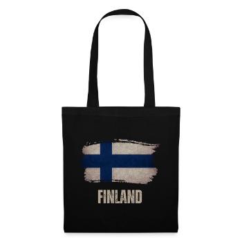 Finlande vintage, drapeau finlandais - Sac en tissu - noir - Devant