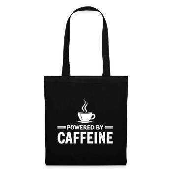 Powered By Caffeine Kaffee Spruch Energie - Stoffbeutel - Schwarz - Vorne