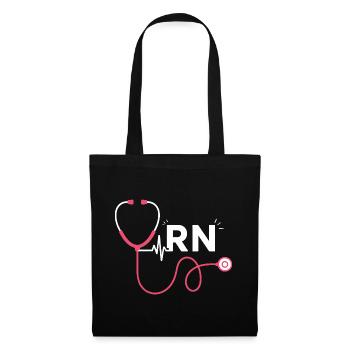 RN Heart Stethoscope Trend Motif - Tote Bag - black - Front