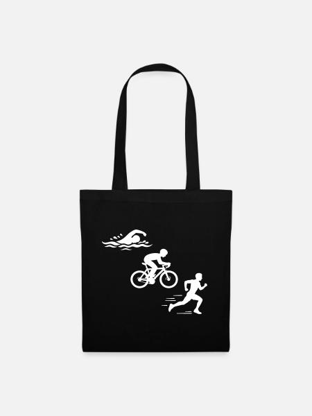 Triathlon Silhouette Triathlet - Stoffbeutel - Schwarz