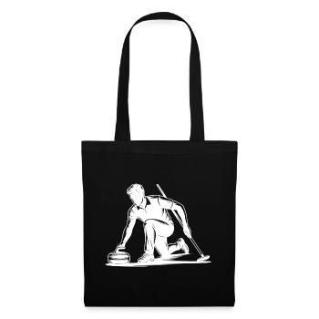 Curling Man Athlete Action Silhouette - Tote Bag - black - Front