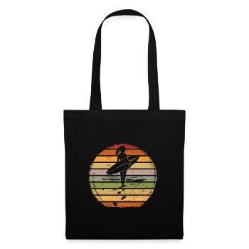 Surfer Girl Retro Vintage Sunset - Tote Bag - black - Front
