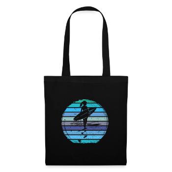 Surfer Girl Retro Vintage Sunset - Tote Bag - black - Front