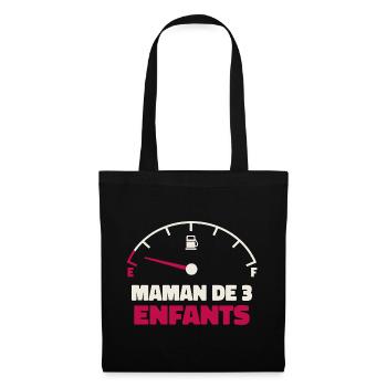 Maman de 3 Enfants Jauge Essence Humour Fatigue - Sac en tissu - noir - Devant