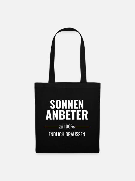 Sonnenanbeter zu 100% Endlich draußen - Stoffbeutel - Schwarz