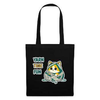 Cute Yarn Kitty Baby Cat Kawaii Sticker Gift Art - Tote Bag - black - Front