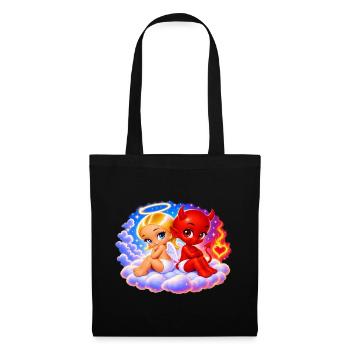 Angel & Devil – Sweet and Mischievous - Tote Bag - black - Front