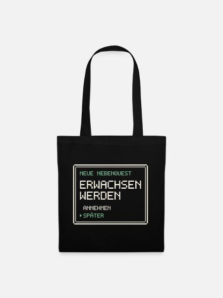Neue Nebenquest Erwachsen werden - Pixel Retro - Stoffbeutel - Schwarz