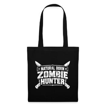Natural Born Zombie Hunter Halloween Spruch - Stoffbeutel - Schwarz - Vorne