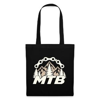 MTB Mountainbike Biker Berge Outdoor Motiv - Stoffbeutel - Schwarz - Vorne