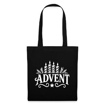 Advent Kerzen Kranz Silhouette - Stoffbeutel - Schwarz - Vorne
