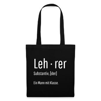 Lehrer Substantiv Definition Schule Geschenk - Stoffbeutel - Schwarz - Vorne