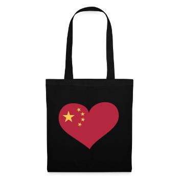 China Herz; Heart China - Sac en tissu - noir - Devant