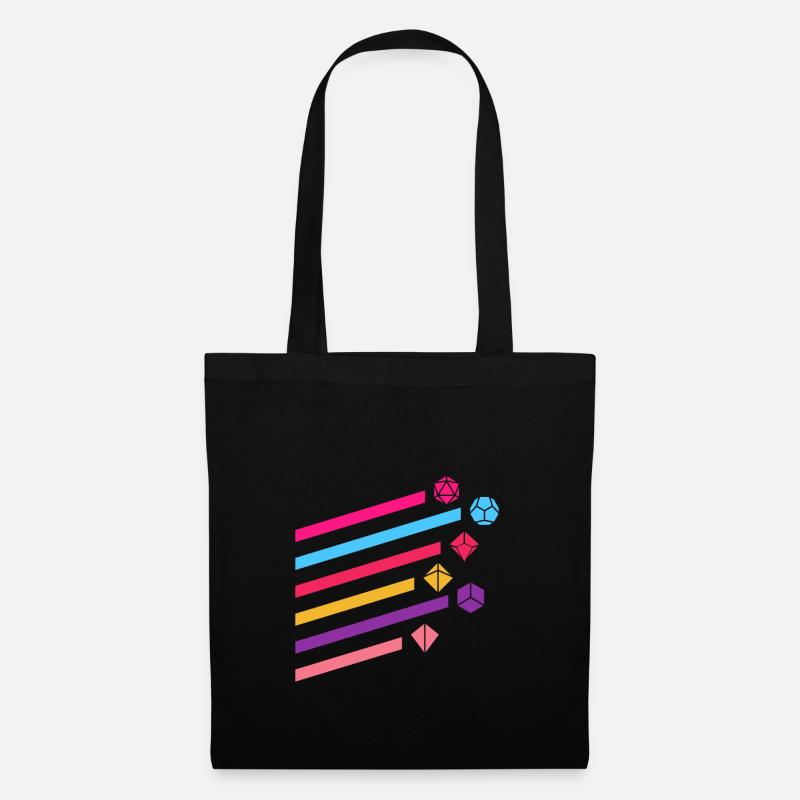 Synthwave Colorful Polyhedral D20 Dice Set - Sac en tissu - noir