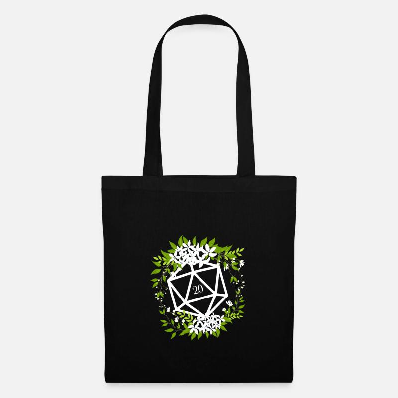 Druides Polyédriques Floraux D20 Dés Fleurs - Sac en tissu - noir