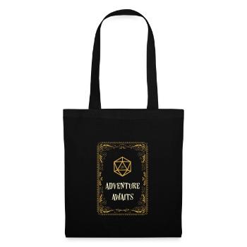 Adventure Awaits Polyhedral D20 Dice Tabletop RPG - Tote Bag - black - Front