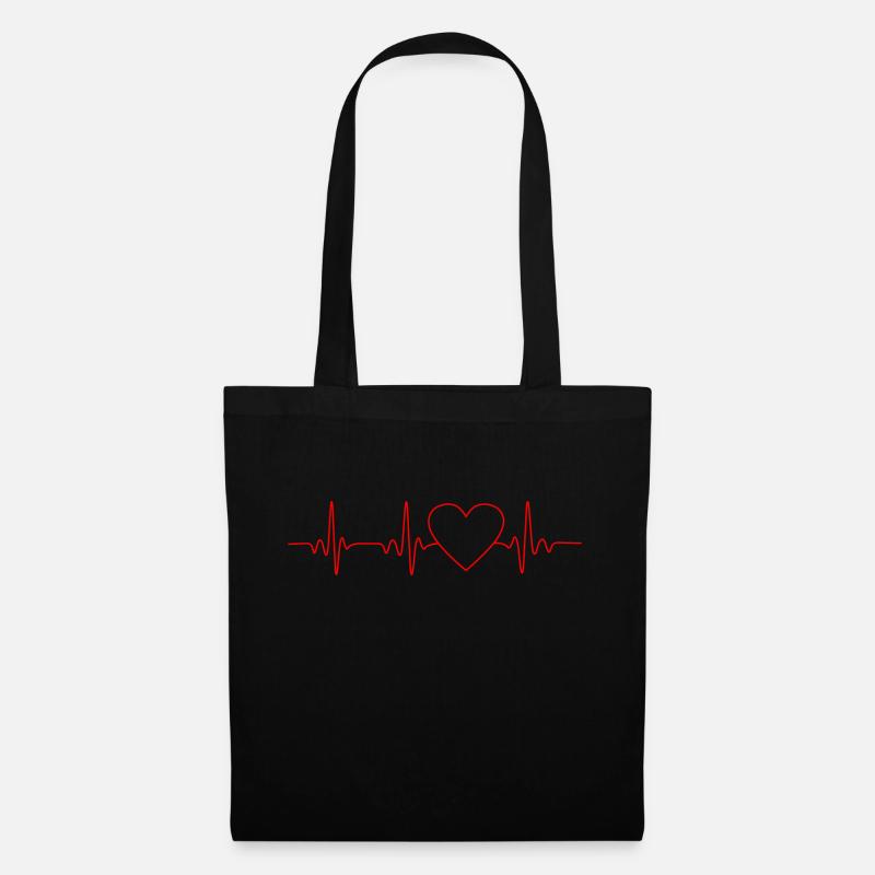 Heartbeat Herz rot - Stoffbeutel - Schwarz