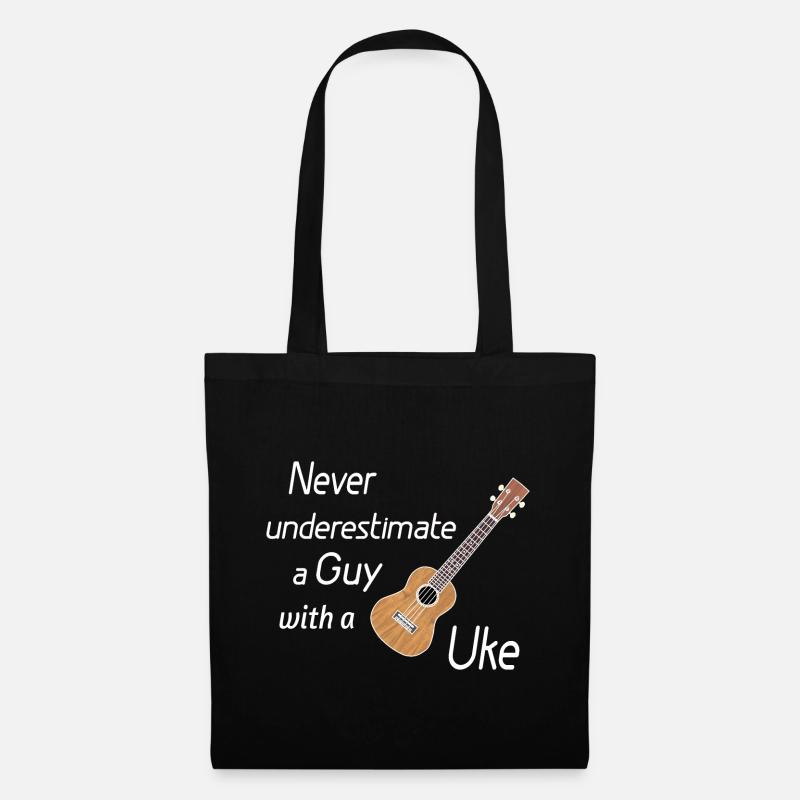 Never underestimate a guy with a Uke! weiss - Stoffbeutel - Schwarz