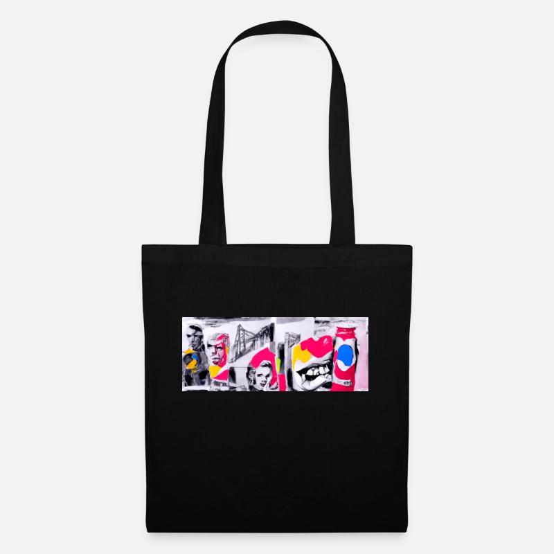 Retro Pop Art 80 Jahre Design - Stoffbeutel - Schwarz