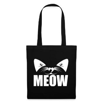 Miaou oreilles de chat de chat - Sac en tissu - noir - Devant