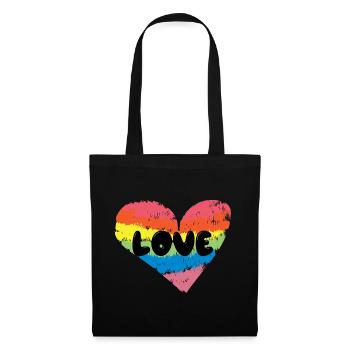 Cœur LGBT Amour Arc-en-ciel Droits Homosexuels - Sac en tissu - noir - Devant