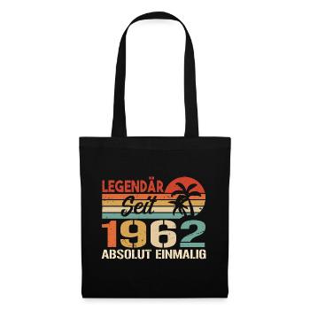 Original 1962 Jahrgang Vintage Geburtstag 1962 - Stoffbeutel - Schwarz - Vorne