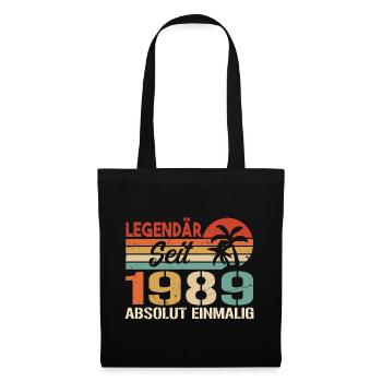 Original 1989 Jahrgang Vintage Geburtstag 1989 - Stoffbeutel - Schwarz - Vorne